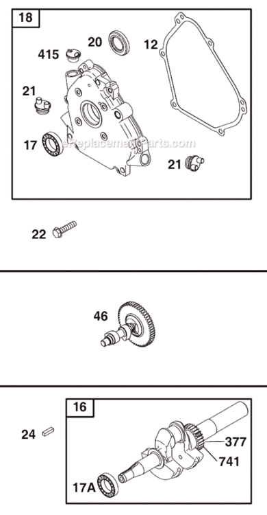 Page D Diagram and Parts List for 124435 8101 Briggs and Stratton Engine